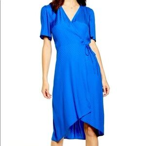 Leith Vibrant Blue Midi Wrap Dress